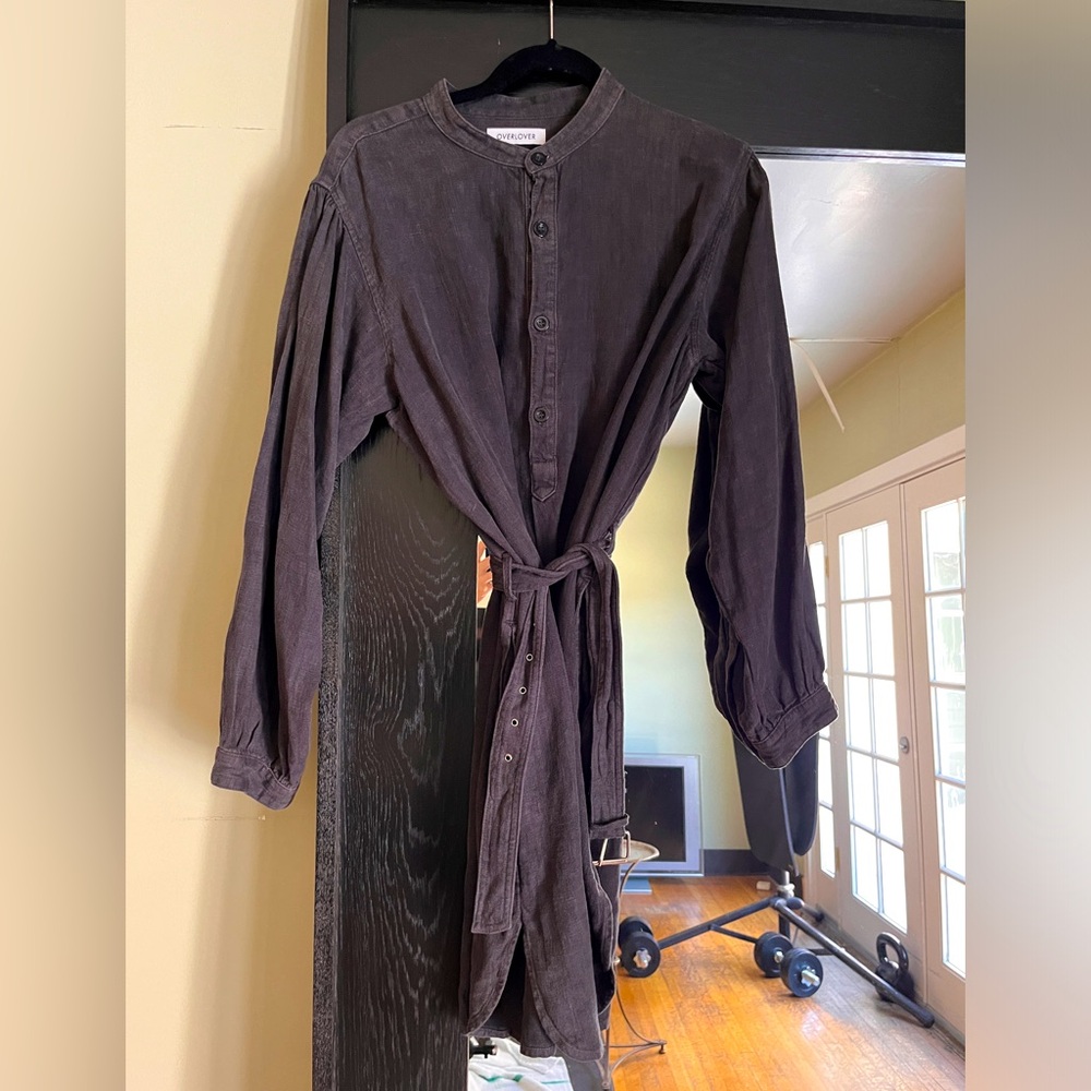 Overlover dress with belt, Charcoal grey, size medium